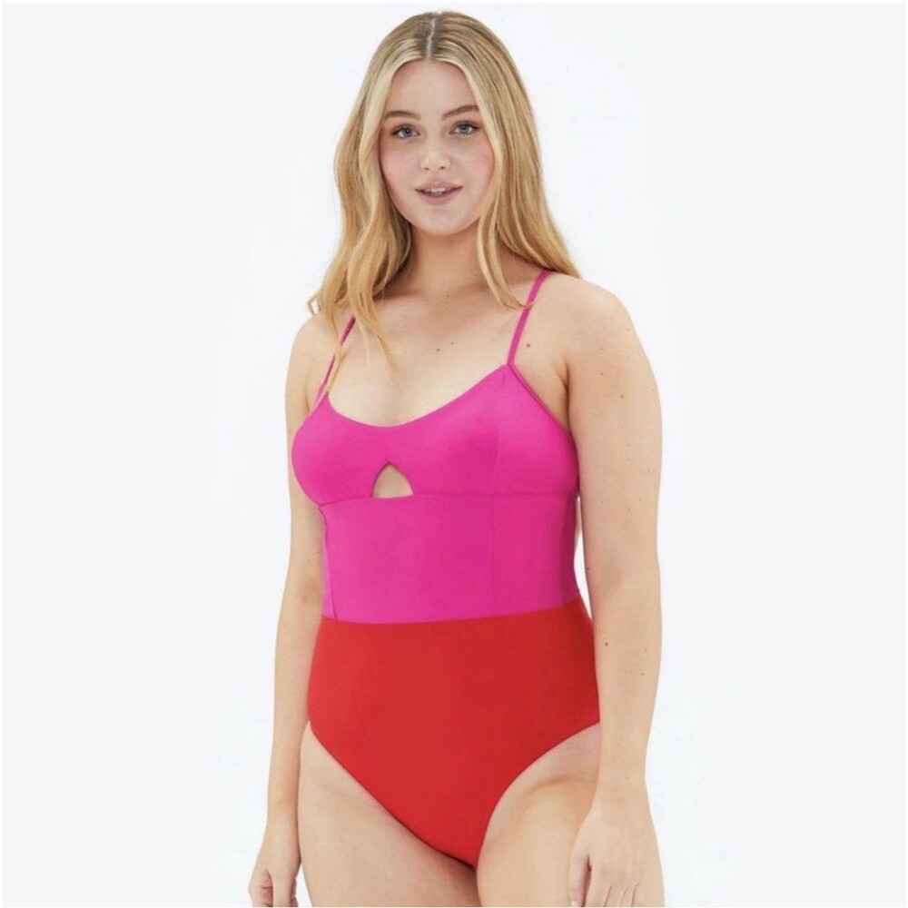 SUMMERSALT The Swan Dive One Piece Swimsuit Pink Coral 14